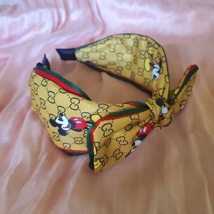Yellow mickey mouse print headband